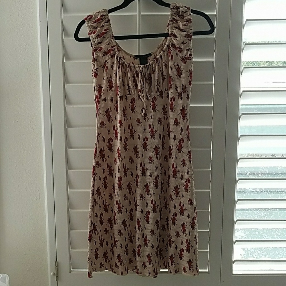 Light Tan with dark red floral print